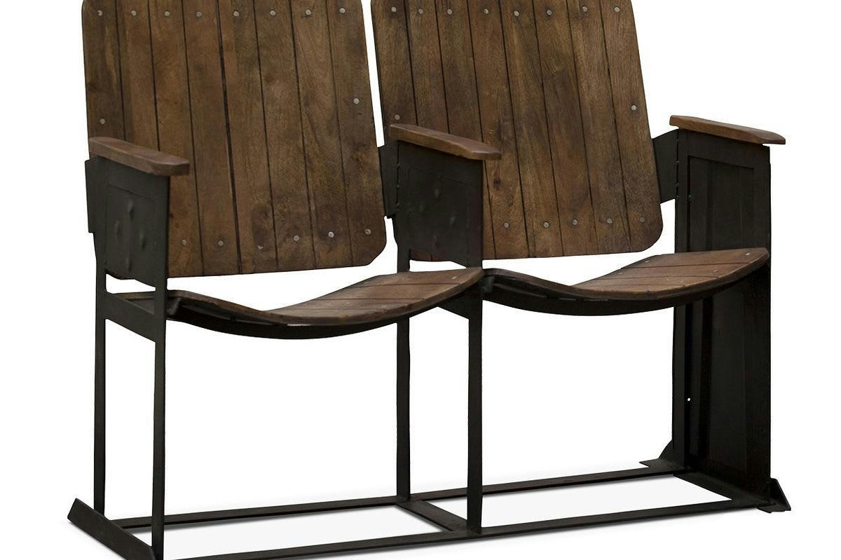 THEATRE - Double siège de théâtre en bois marron