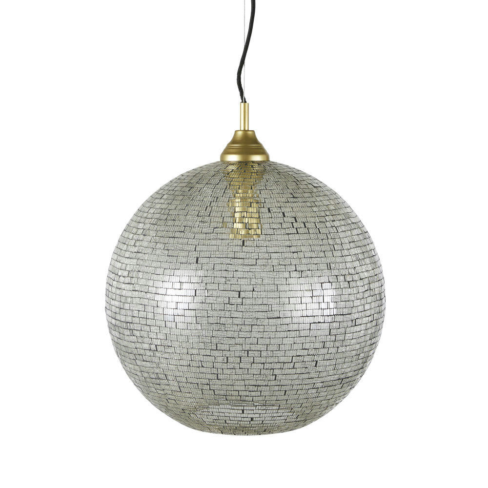 - Suspension en mosaïque de verre doré et argenté