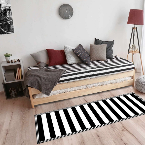 Vinyl Teppich »Perry«, BxL:180 cm x 68 cm, schwarz|weiß