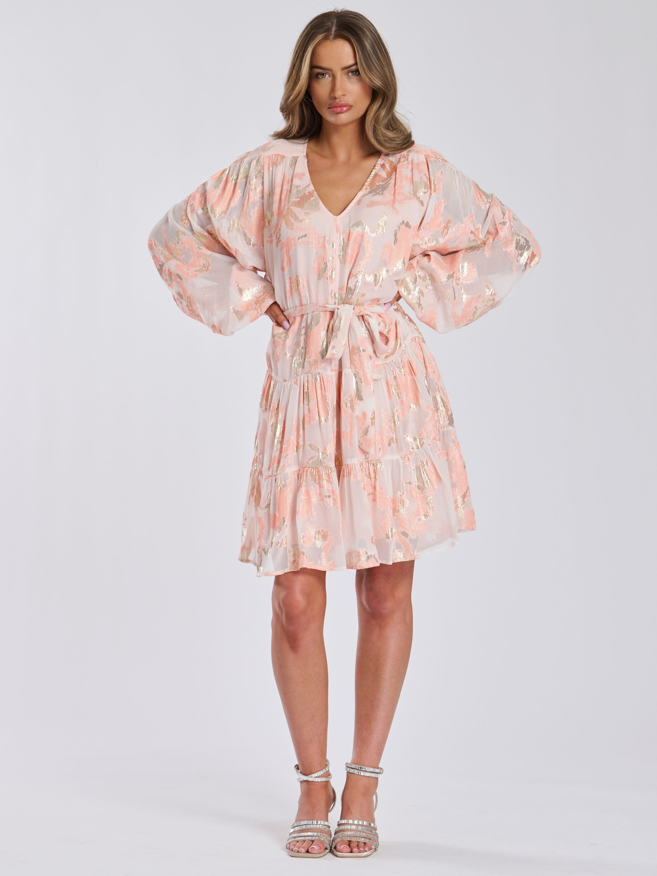 Finding Friday Metallic Tiered Knee Length Dress