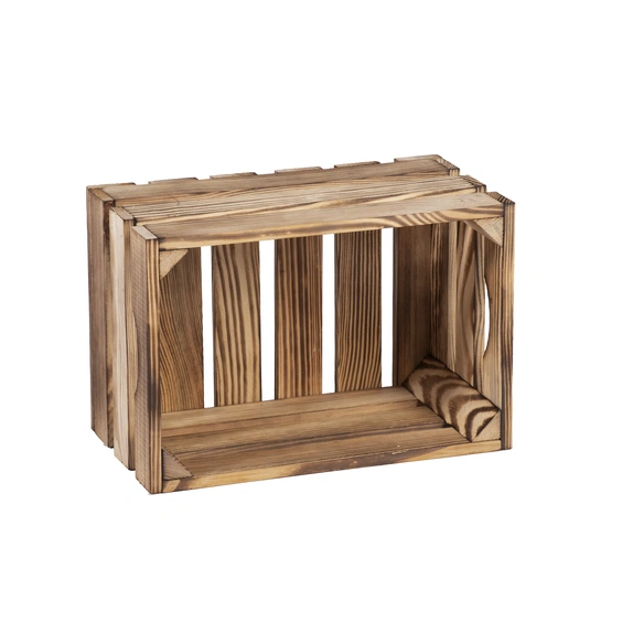 Holzkiste, BxHxL: 23 x 18 x 34 cm, braun-geflammt