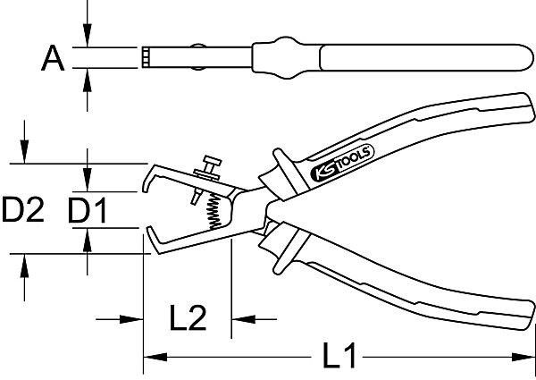KS Tools - 115.1314 - Pince à dénuder standard, diamètre 0,5-4 mm, L.165 mm