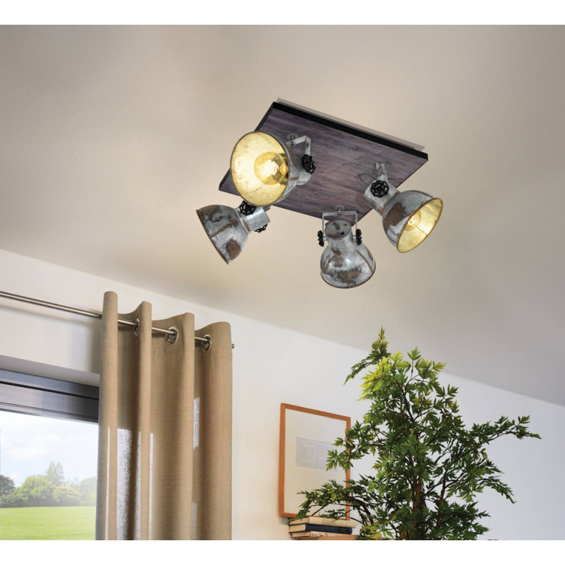 Spot Barnstaple zinc aspect usagé E27 4 x 40 W EGLO