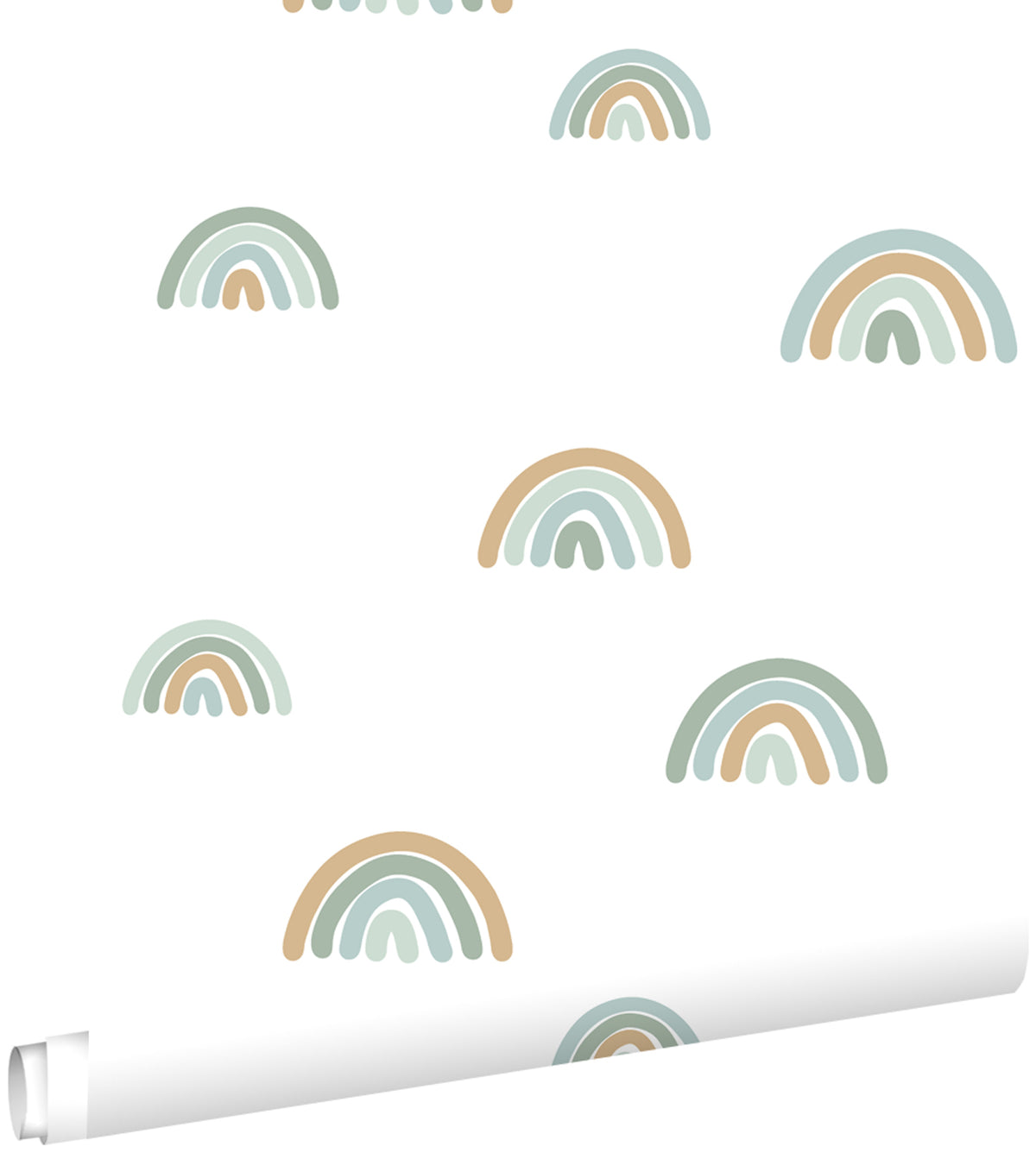 ESTAhome behang regenboogjes vergrijsd mintgroen en vergrijsd blauw - 53 cm x 10.05 m - 139254