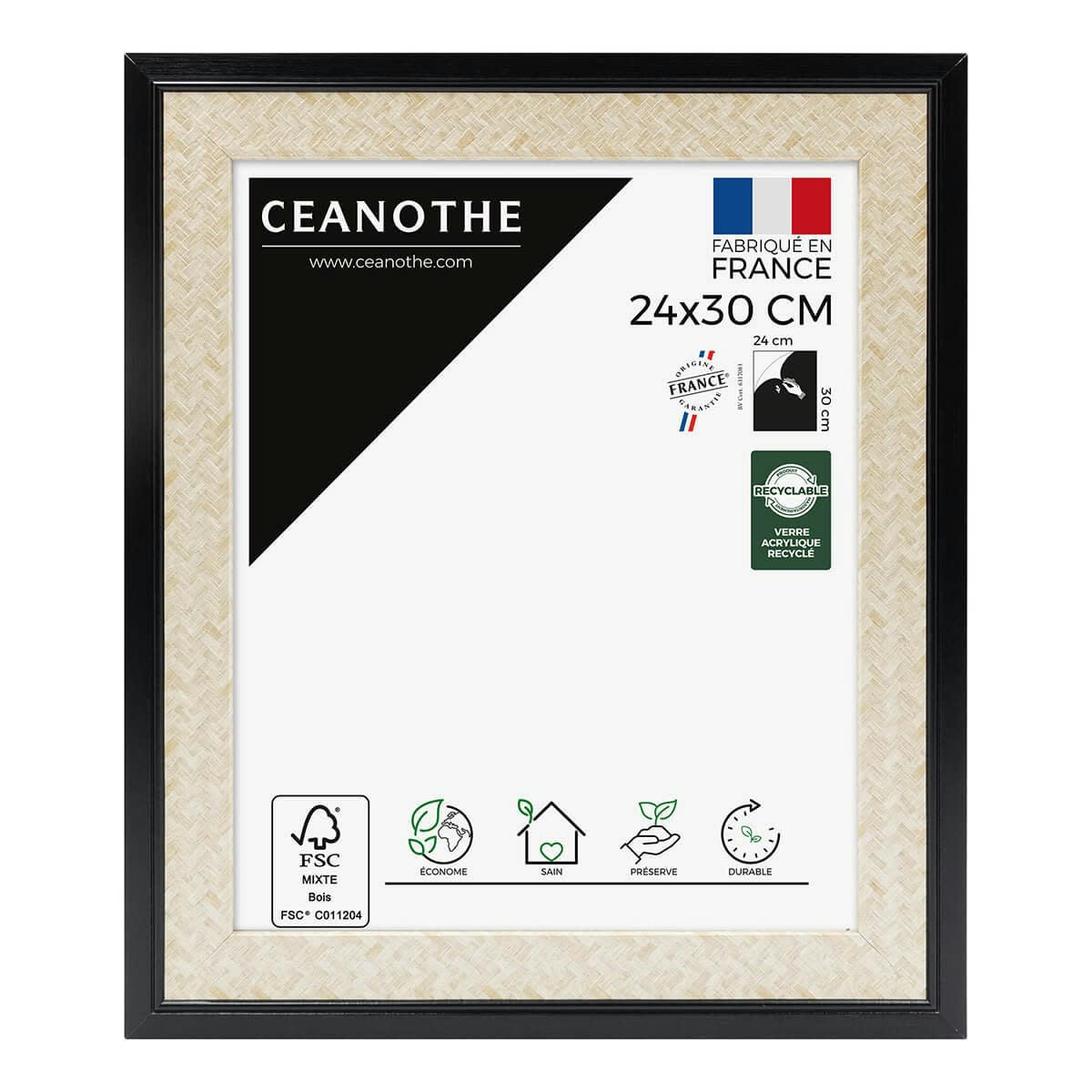 PALMA - Cadre photo noir 24x30 cm résine recyclée