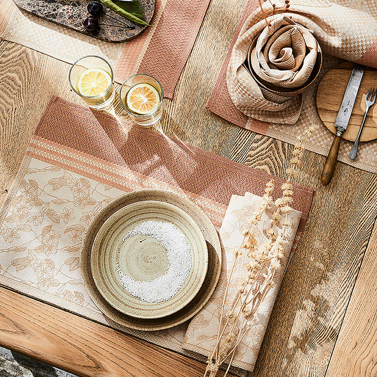 ESSENTIEL GRAVURE - Set de table en coton terre 50 x 36