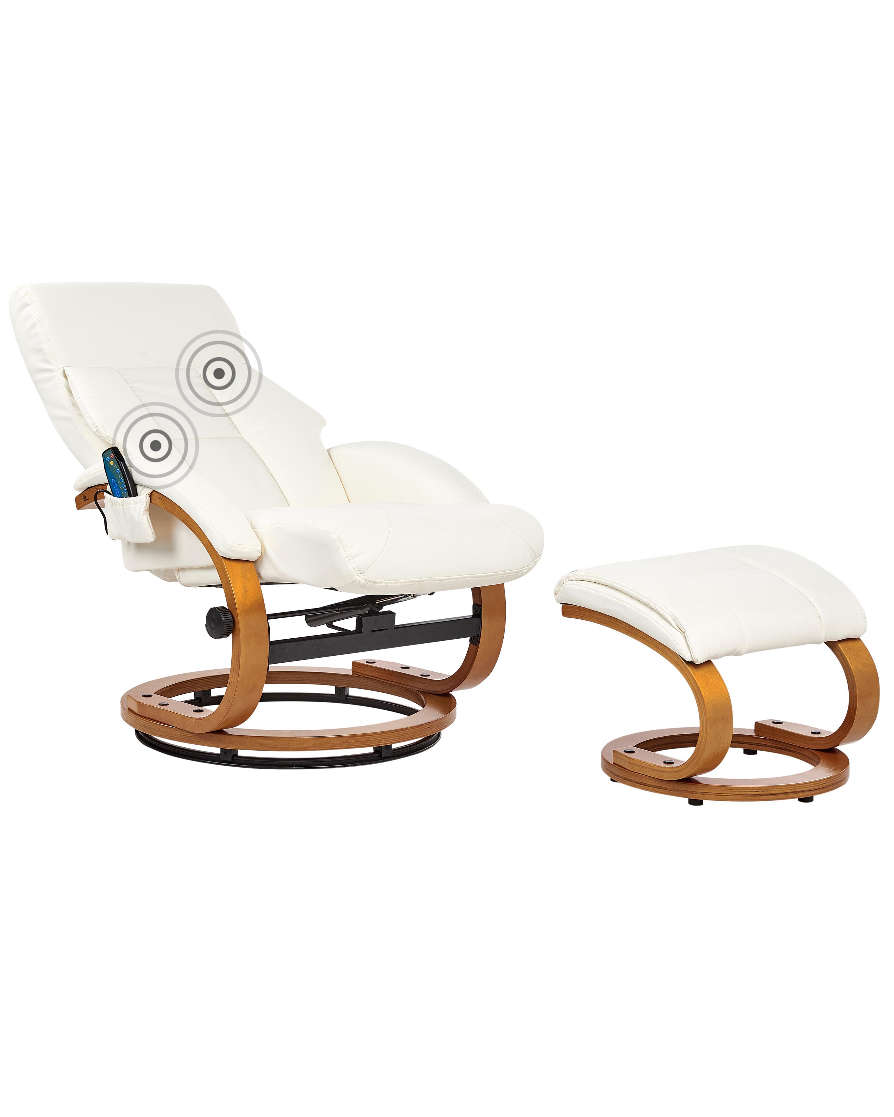 Massage Chair FORCE with Footstool Faux Leather White