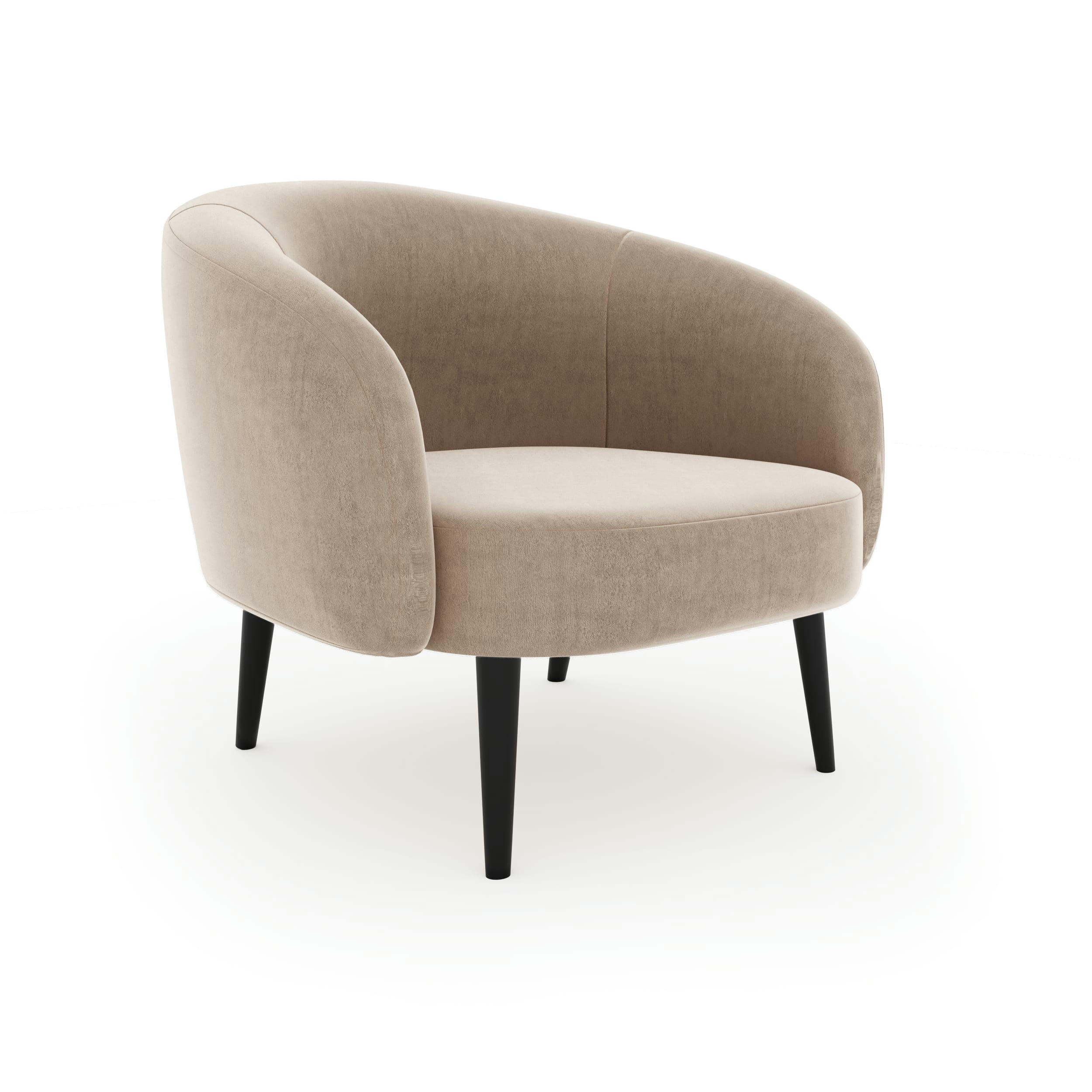 LUNA MARIE - Fauteuil tissu velours beige taupe