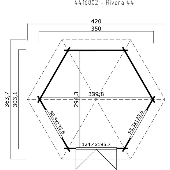 Gartenhaus »Rivera«, Holz, BxHxT: 420 x 318 x 303 cm (Außenmaße inkl. Dachüberstand)