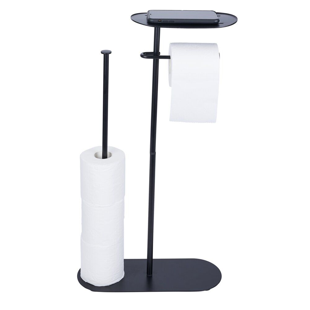 Support papier WC et téléphone noir 36xH66x13,5cm