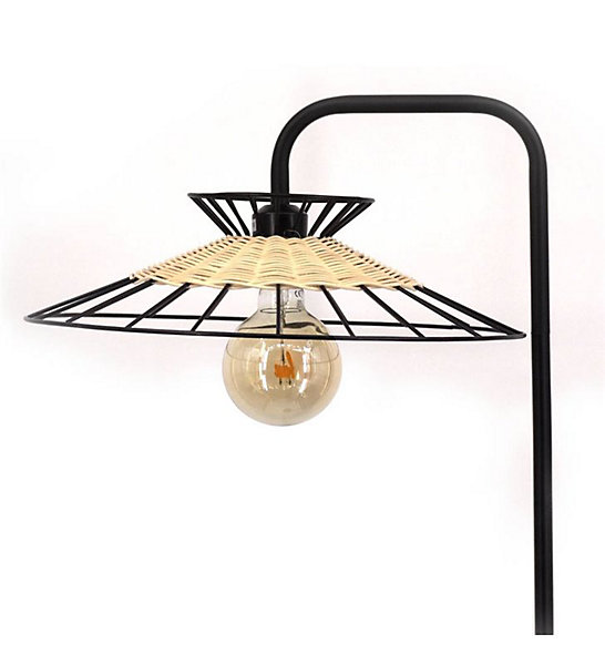 Lampadaire de salon design Manille 163cm rotin naturel compatible LED