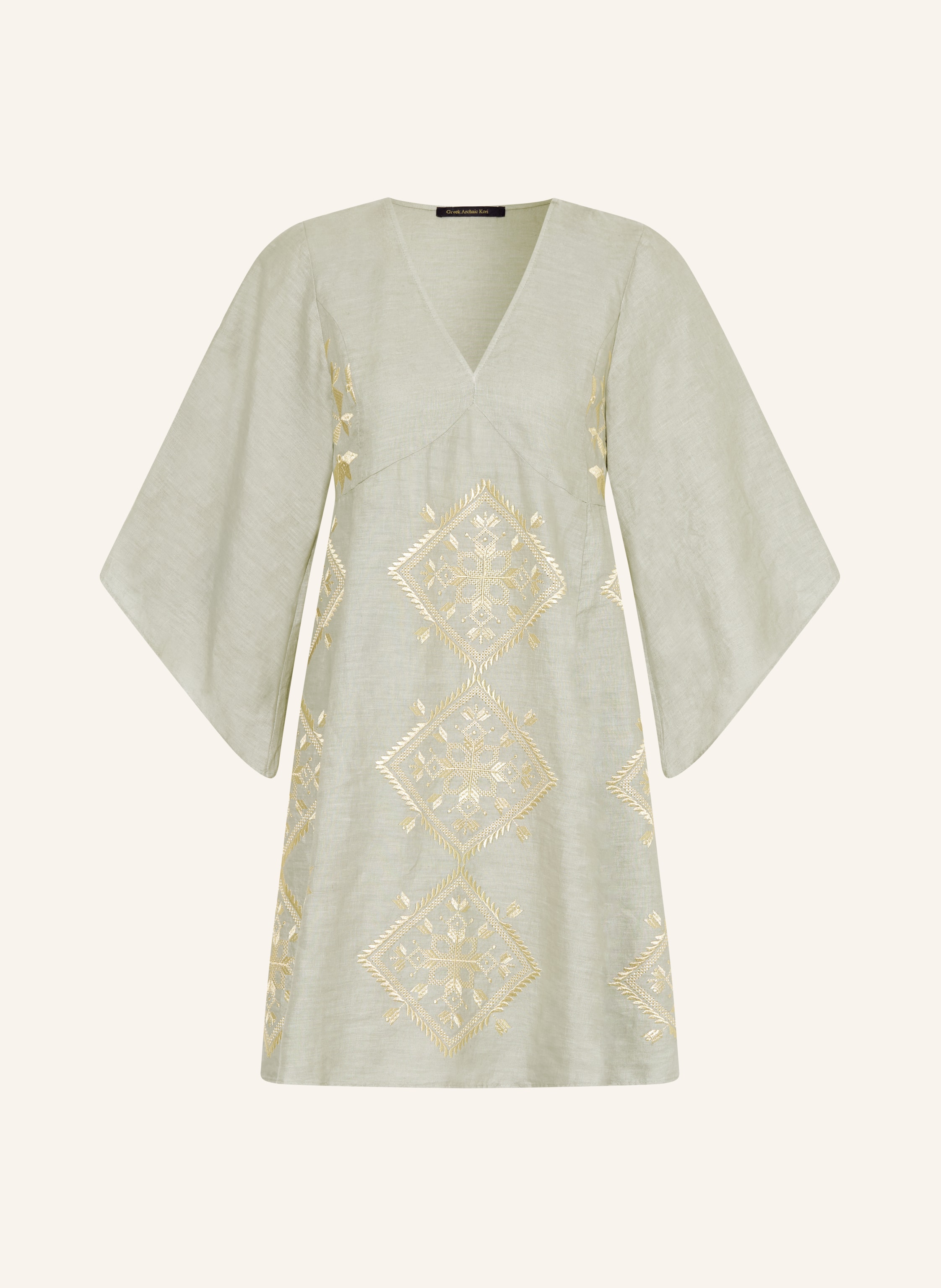 Greek Archaic Kori Strandkleid LEFKADA mit Glitzergarn und 3/4-Arm
