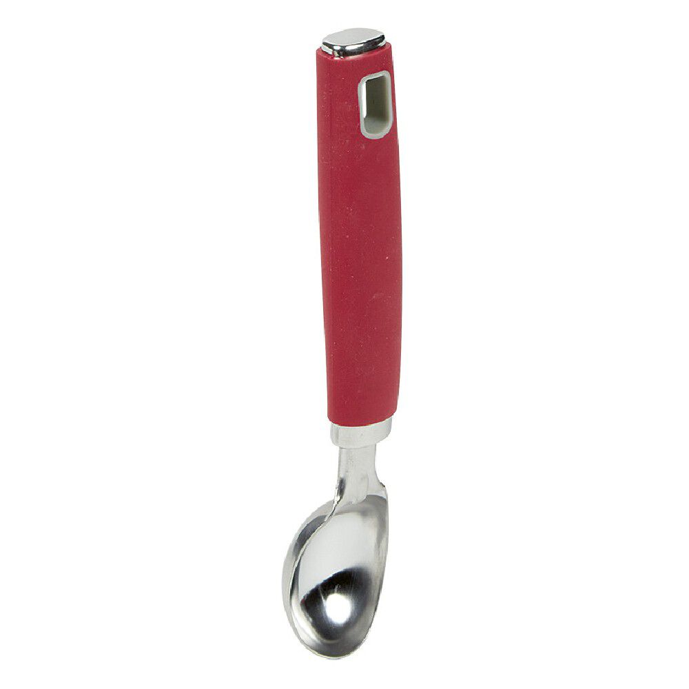 Cuillère à glace inox avec manche en polypropylène rouge