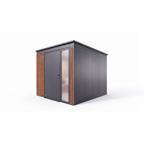 Gartenhaus »Gary«, Metallgerätehaus Gr. 6, (BxT): 287 x 287 cm, anthrazit/ Holzoptik