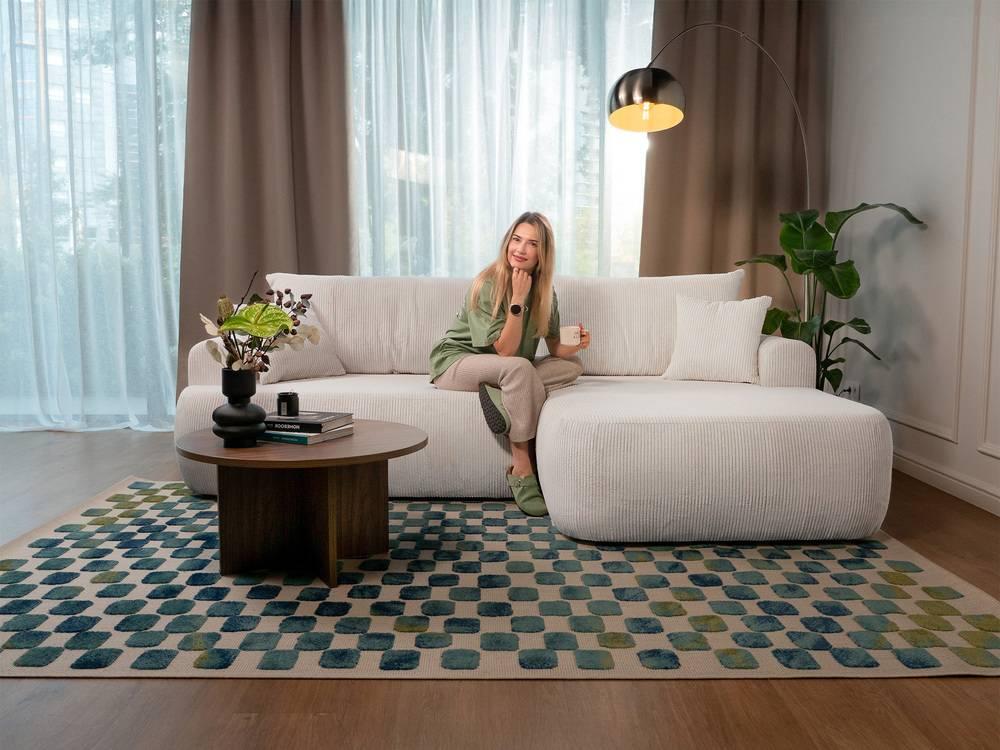 Hoekslaapbank Philipa ribstof rechts met opbergruimte
