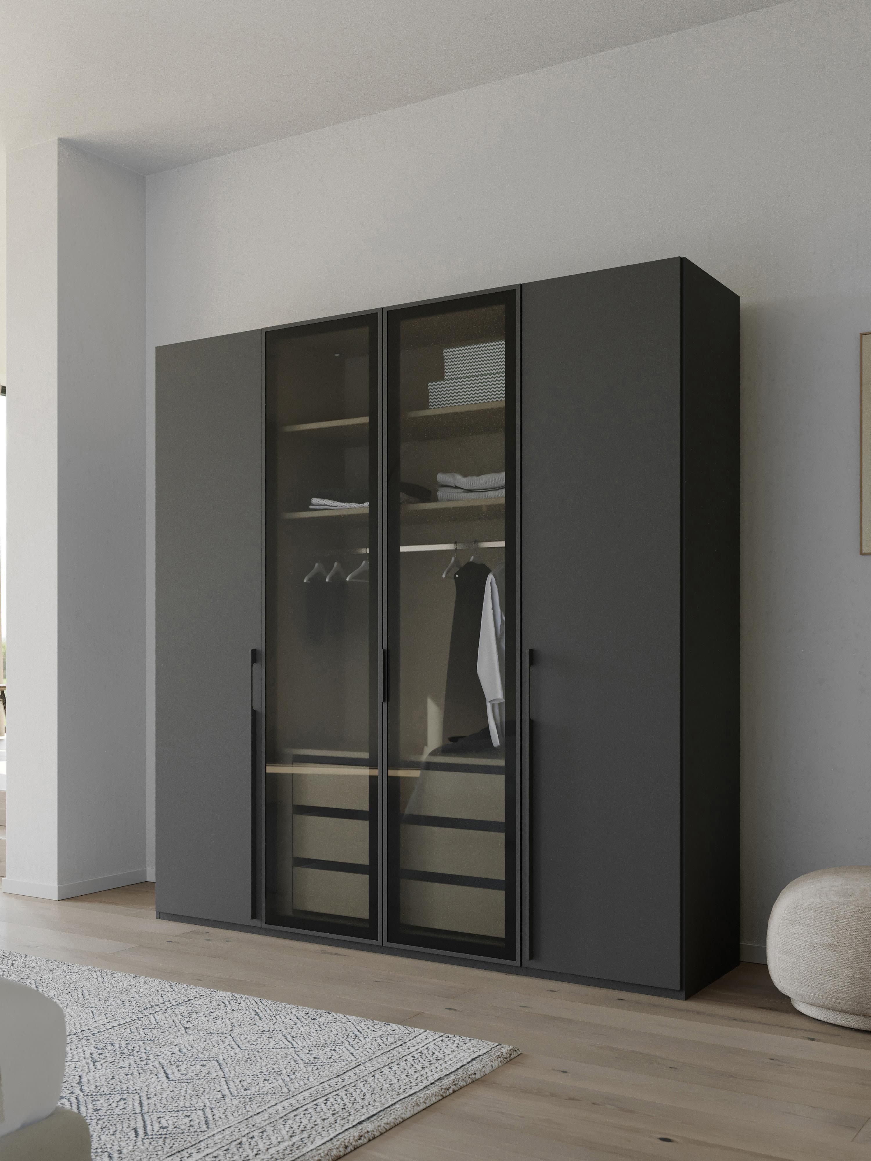 Drehtürenschrank Soriso mit beleuchteten Glastüren