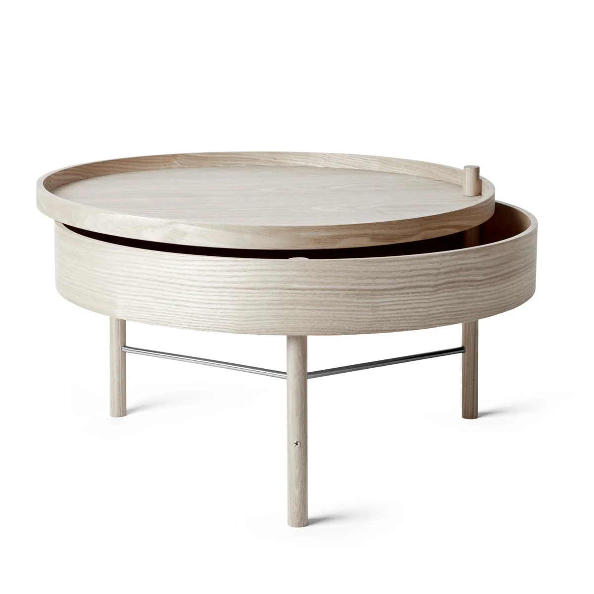 Audo - Turning Table, Eiche weiß / schwarze Chromstreben