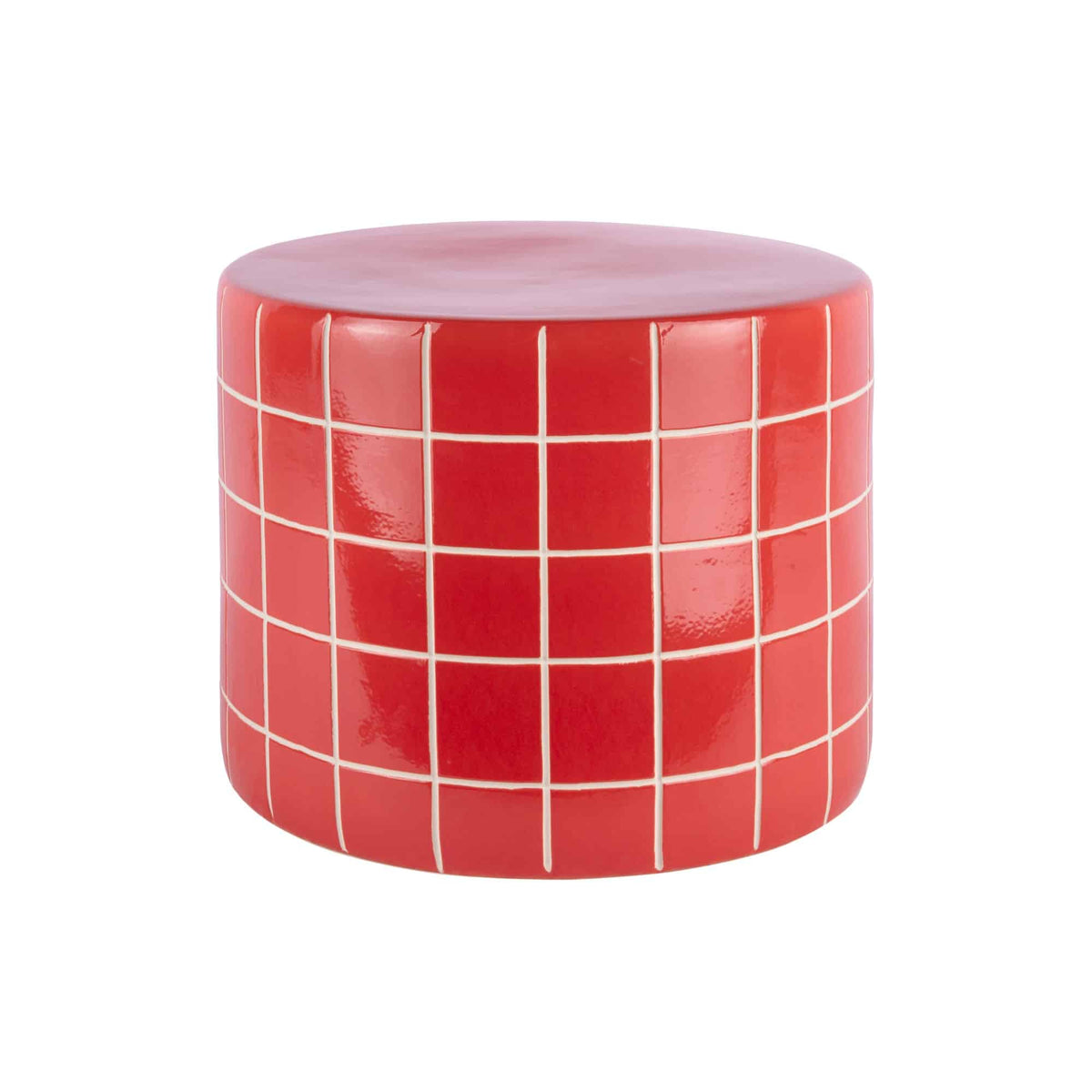 Leitmotiv bijzettafel Retro Tiles Low - rood - Ø42cm