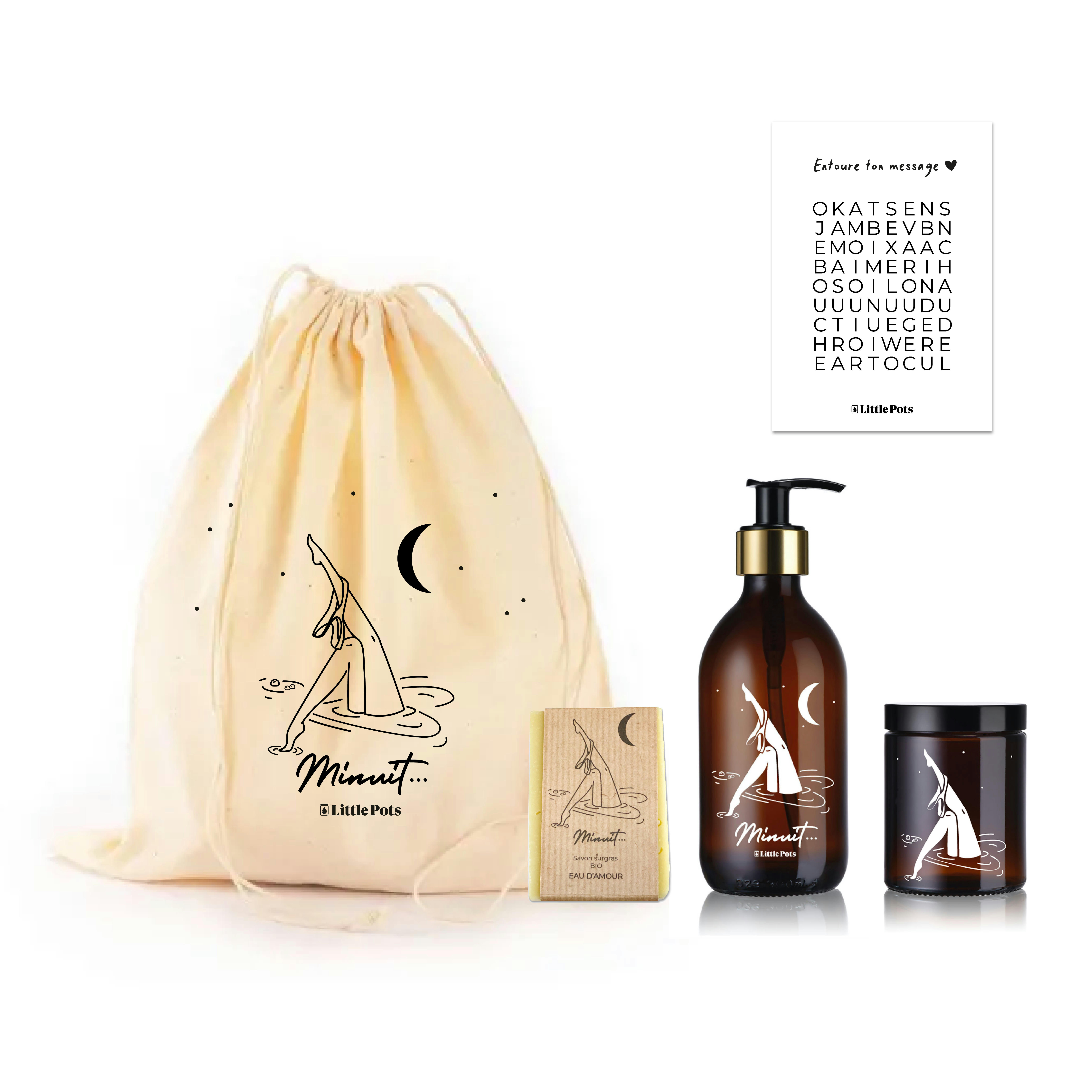 Édition limitée MINUIT - Coffret Bain de Minuit : bougie, savon bio, distributeur de savon