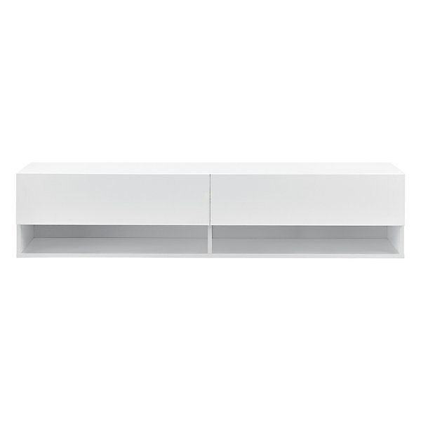 Etagère Murale Halmstad à 2 Portes Panneau de Particules 140 x 31 x 30 cm Blanc en.casa