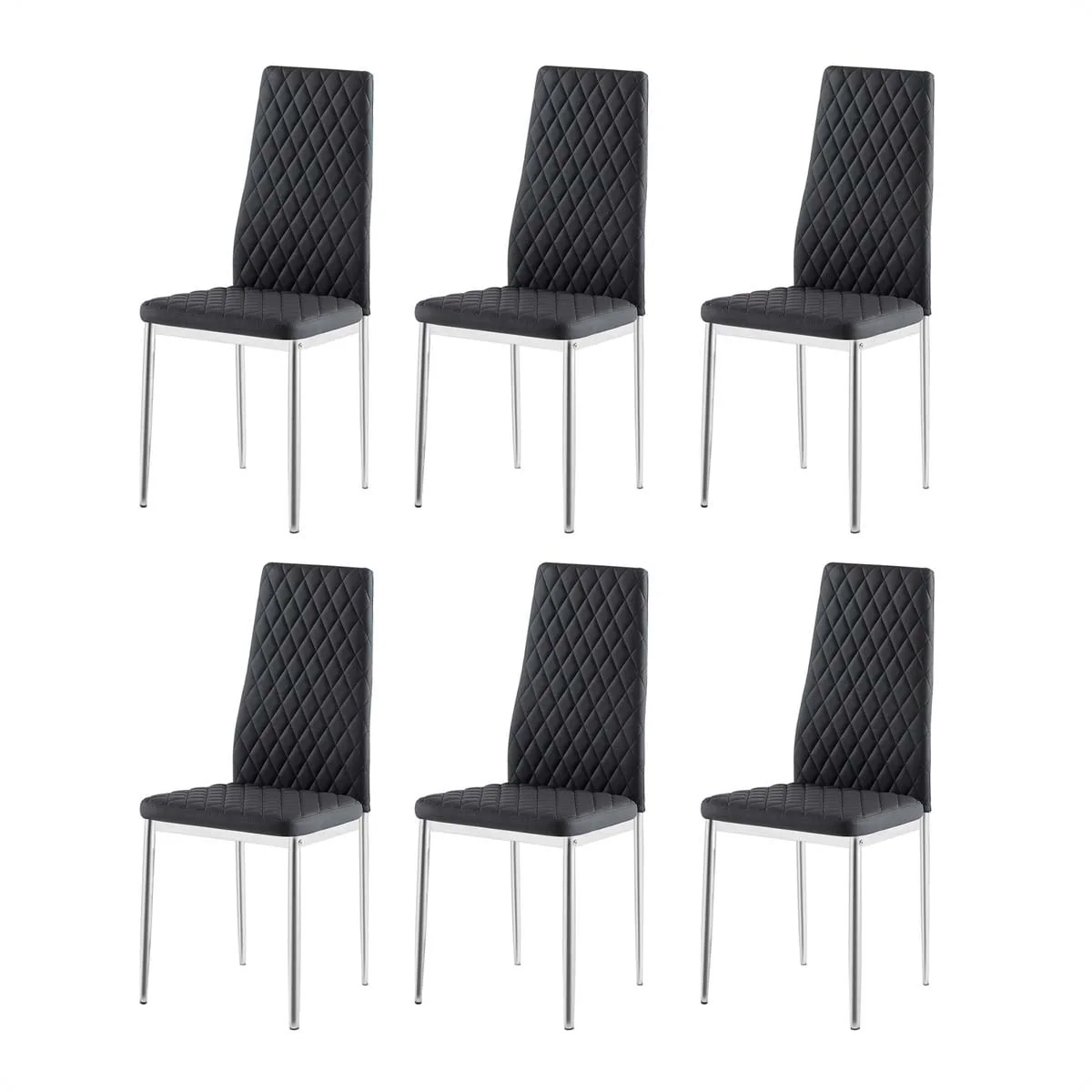 Modern Fabric chrome metal dining chair set of 6