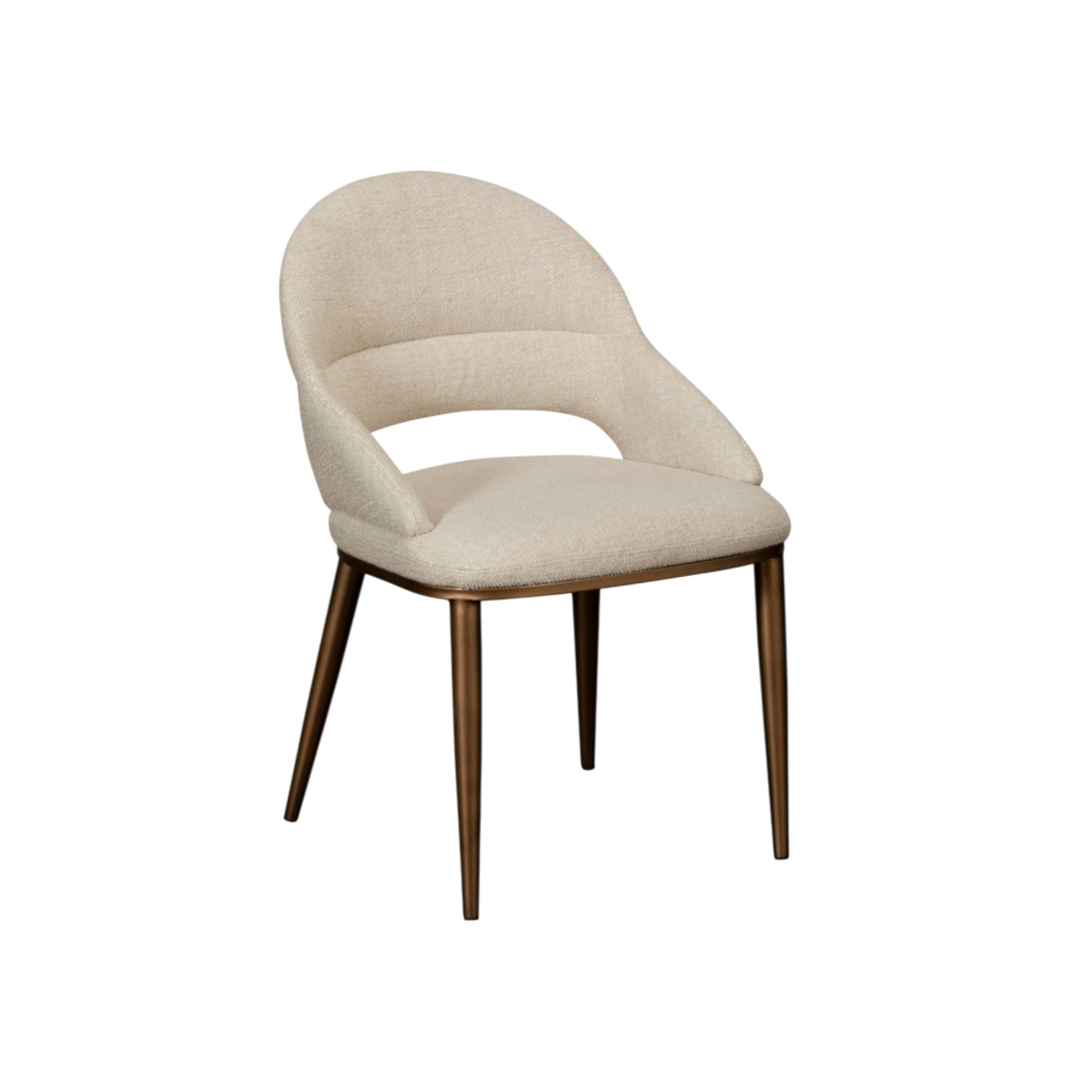 Chaise tissu écru à dos ouvert et pieds cuivrés (lot de 2) TREVI