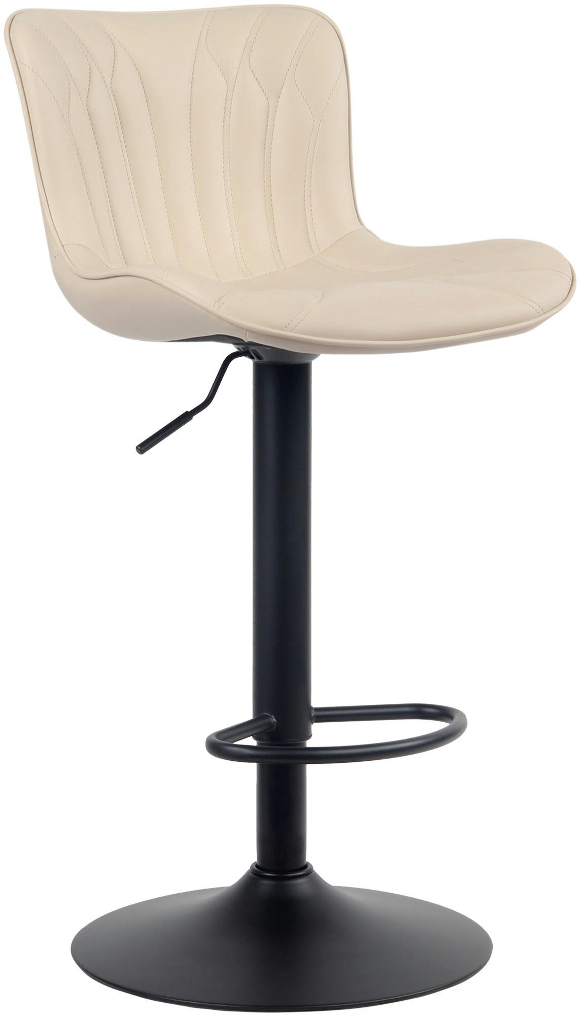 LINUS - Tabouret de bar ajustable pivotant similicuir Crème