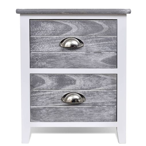NNEVL Nightstand Grey and White 38x28x45 cm Paulownia Wood