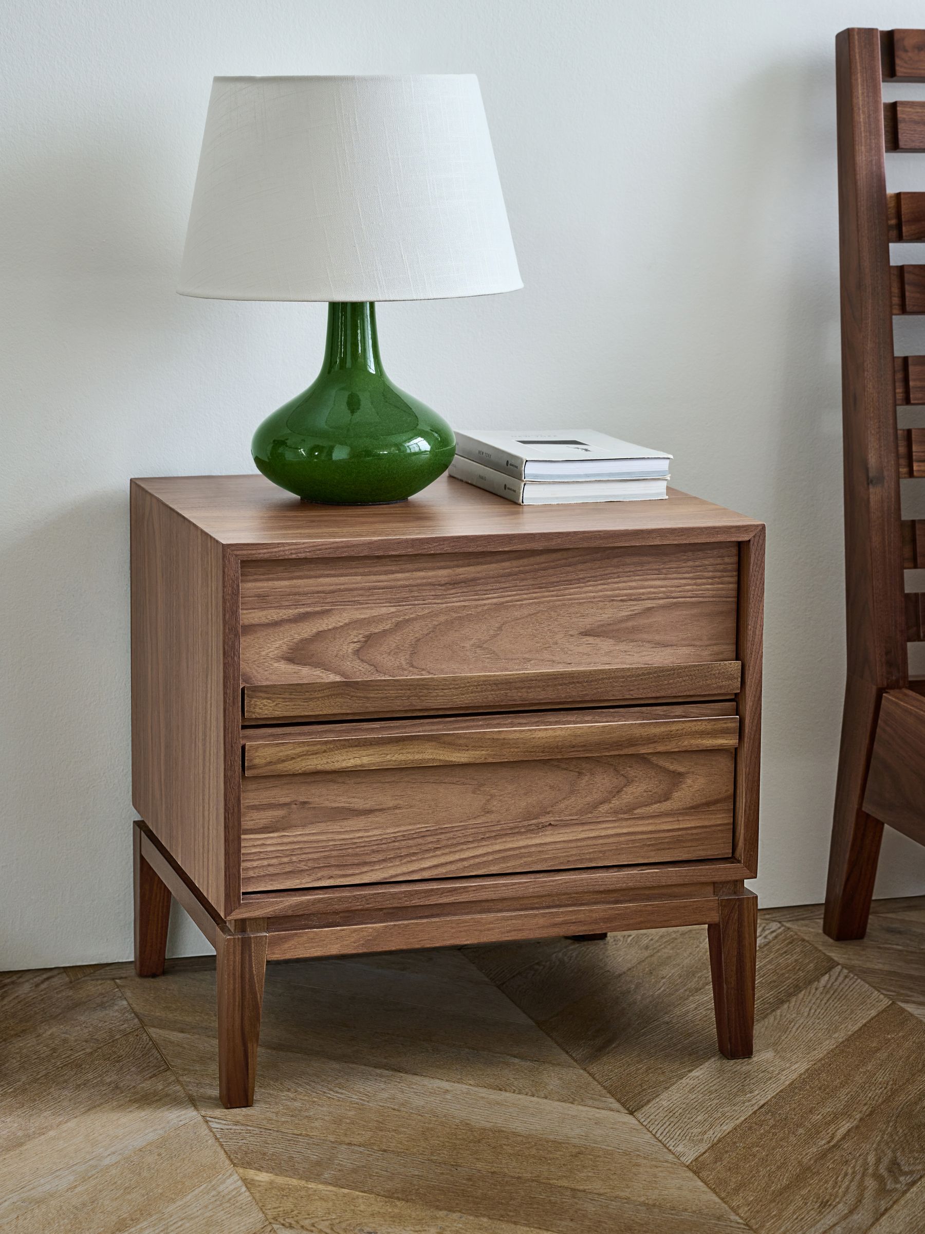 Jasper Conran London Walnut 1 Drawer Belgrave 2 Drawer Bedside Table