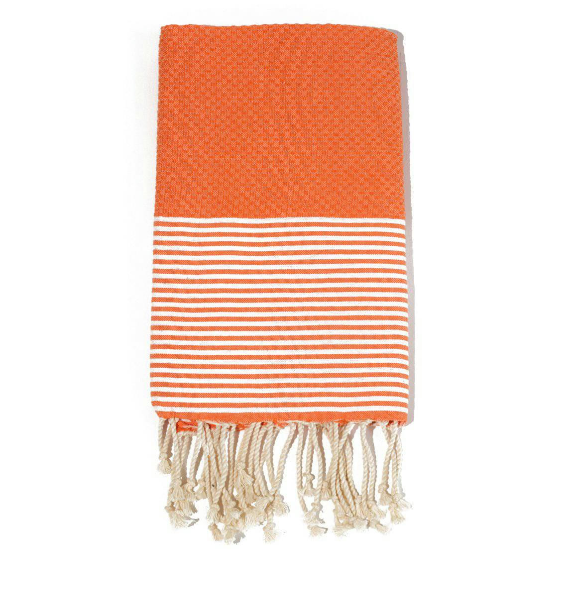 - Fouta en coton tissage nid d'abeille 100x200cm orange