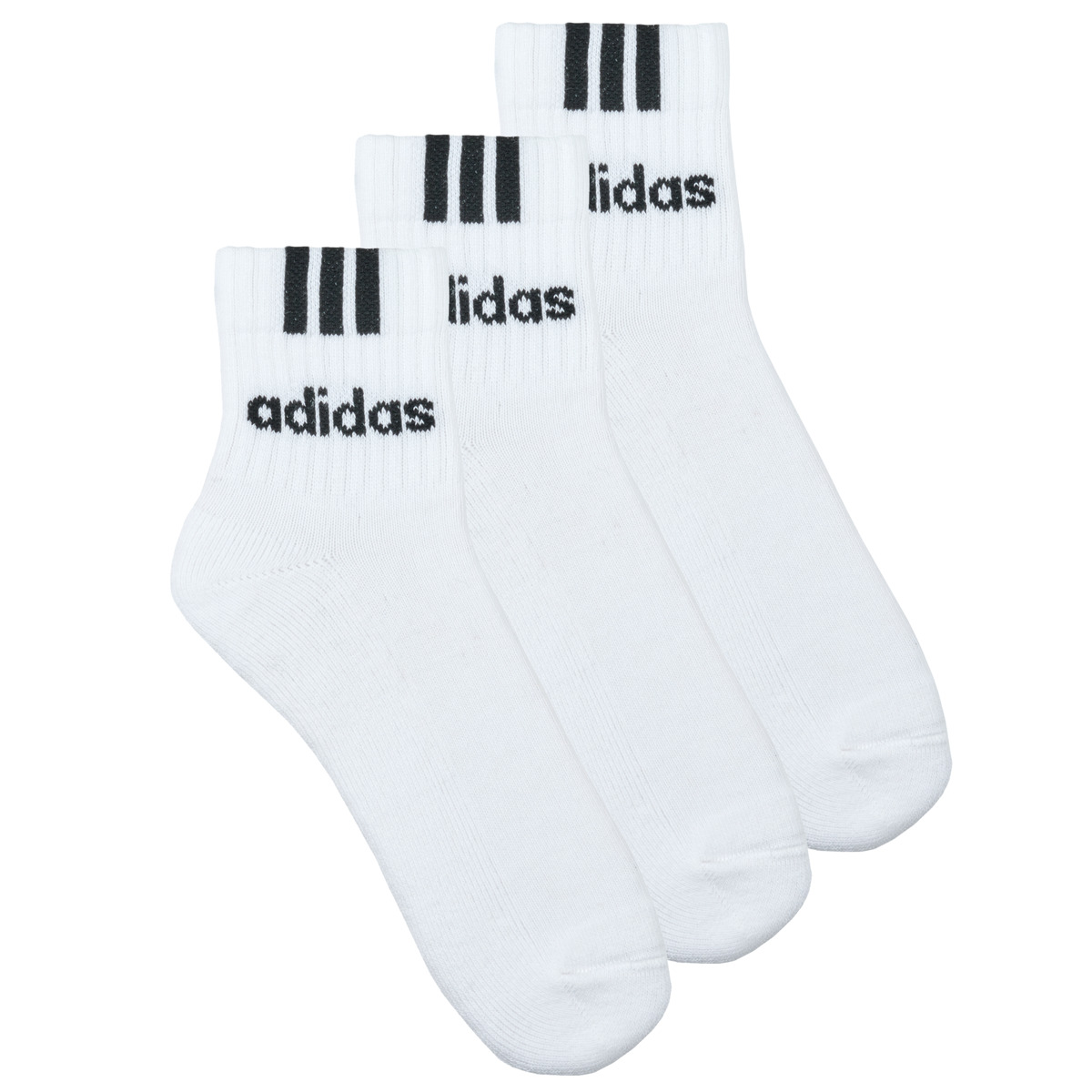 adidas - 3-Stripes Linear Half-Crew Cushioned Socks 3 Pairs - White
