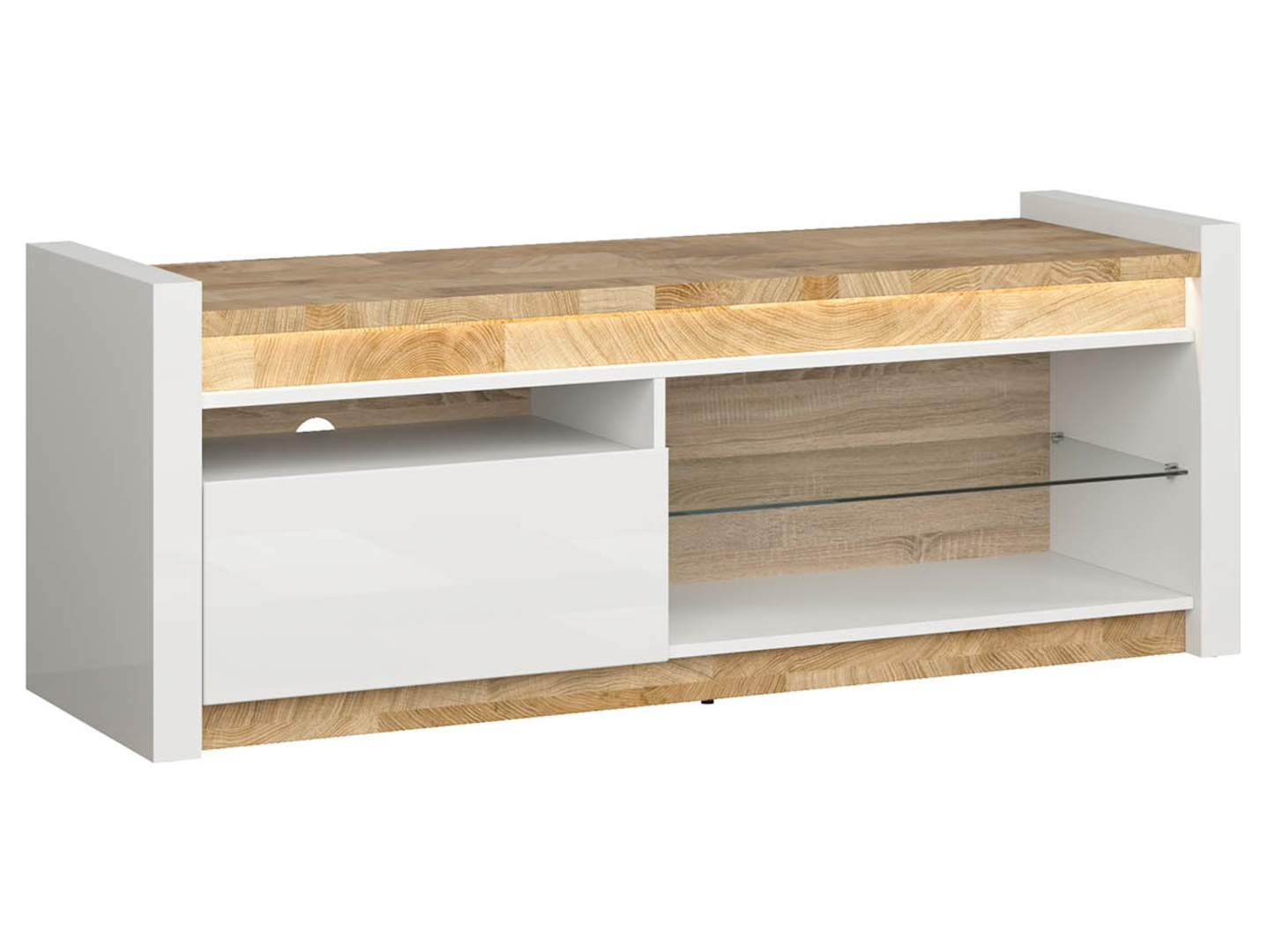 Szafka RTV Alameda 147 cm z szufladą i półką biała