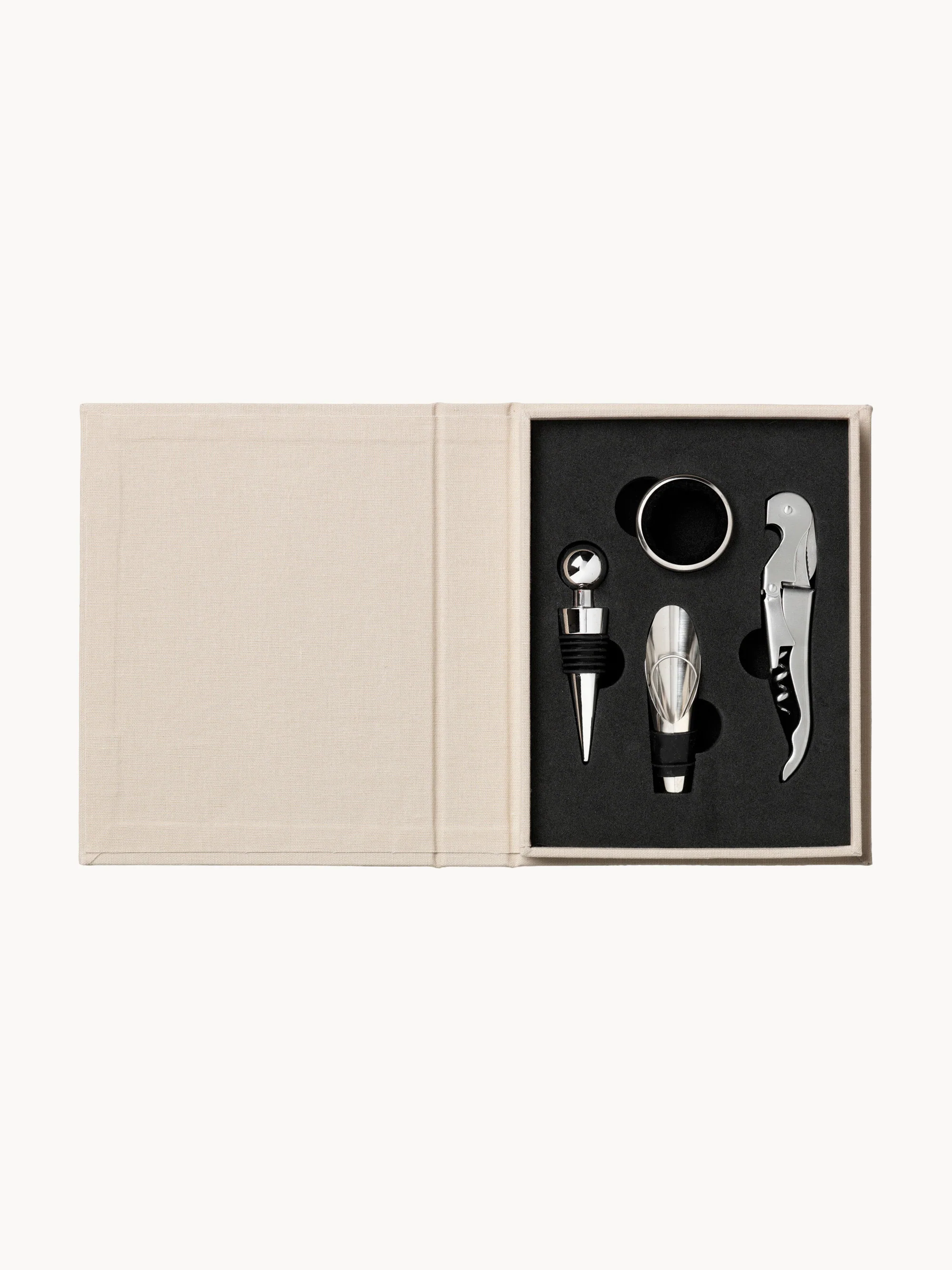Wein-Zubehör The Essentials mit Buch-Box, 4er-Set