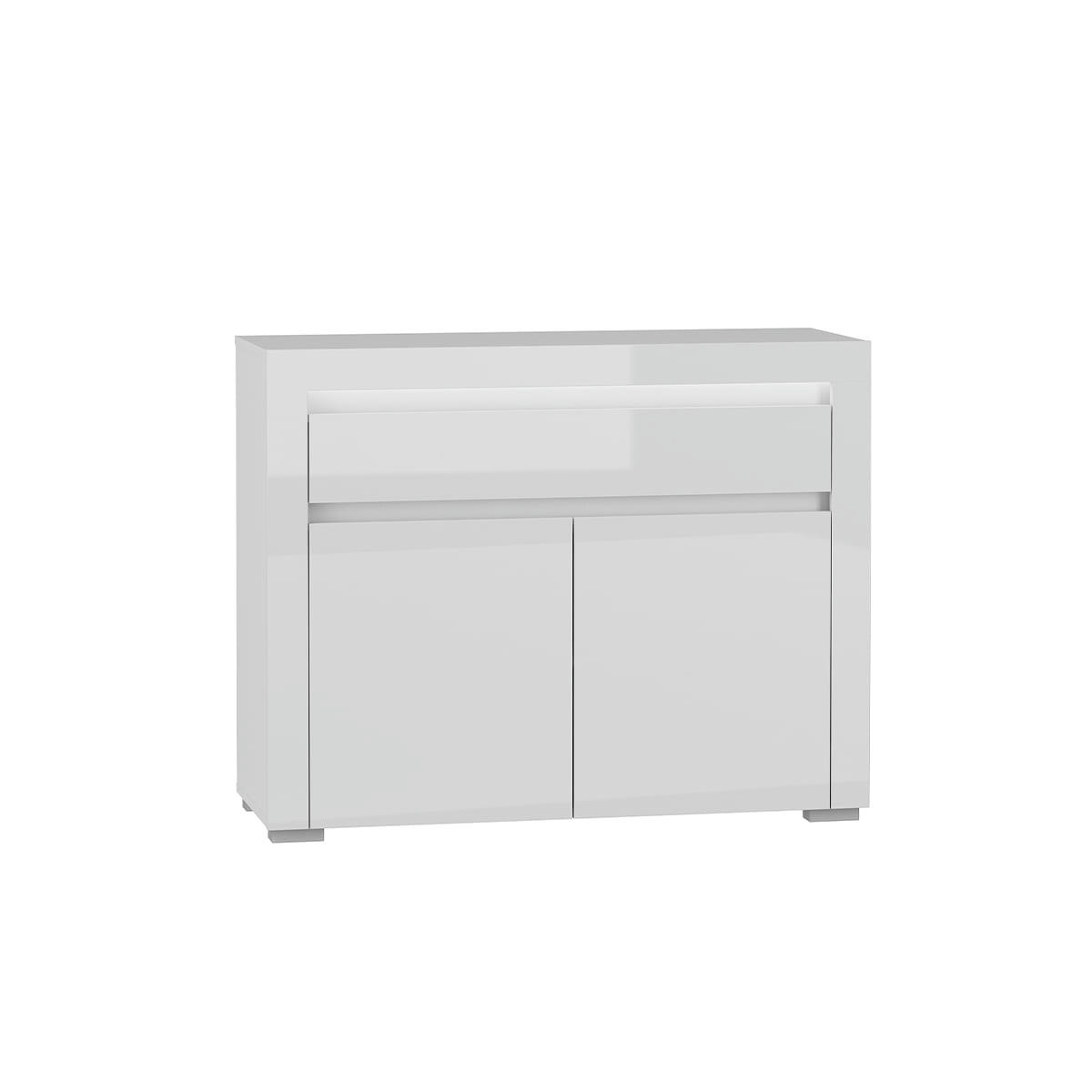 - Buffet 2 portes 1 tiroir LED inclus stratifiés blanc