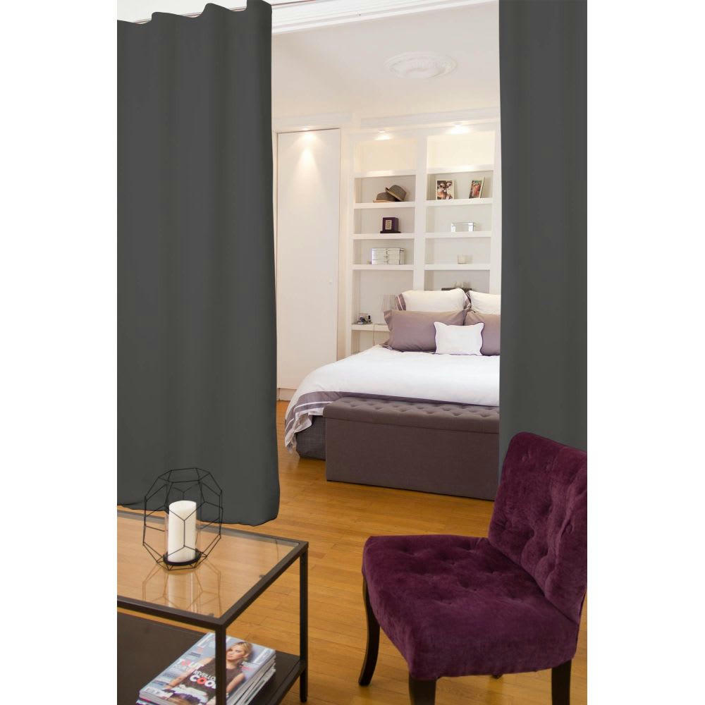 - Rideau séparateur pièce phonique thermique occultant gris 140 x 250