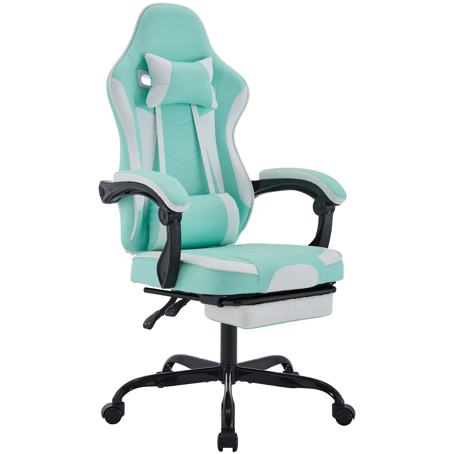 Gaming Chair, Ergonomic Computer Chair with Footrest and Massage Lumbar Support, Height Adjustable Swivel Video Game Chair