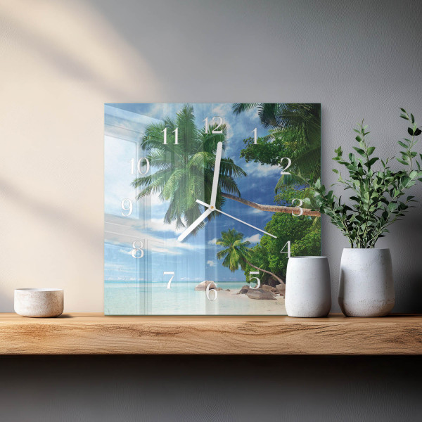 Zegar ścienny 30x30 Palmy nowoczesny do salonu