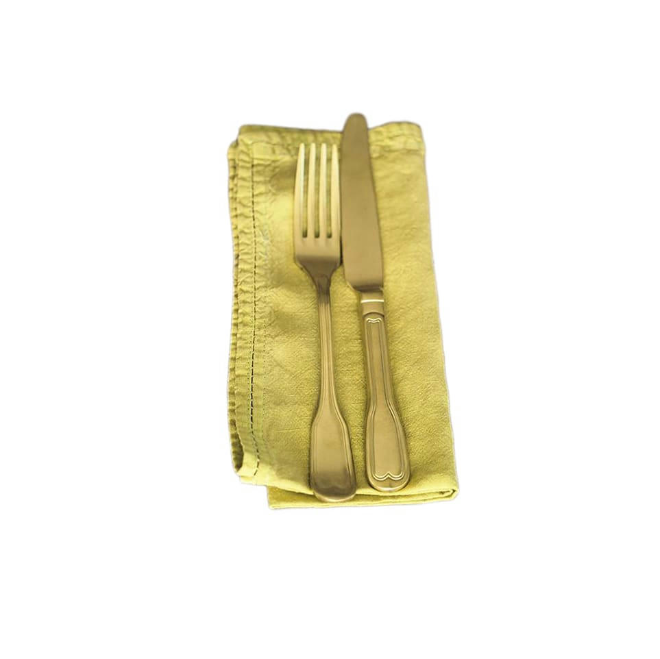 BASES DE LA TABLE - Serviette de table  Lin pur lavé  Vert Citron  45x45
