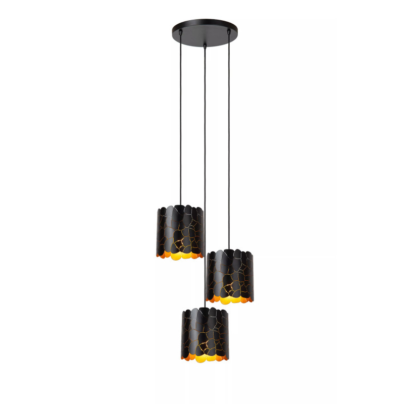 Suspension Almelo noire et or Ø 45 cm E27 3 x 40 W LUCIDE