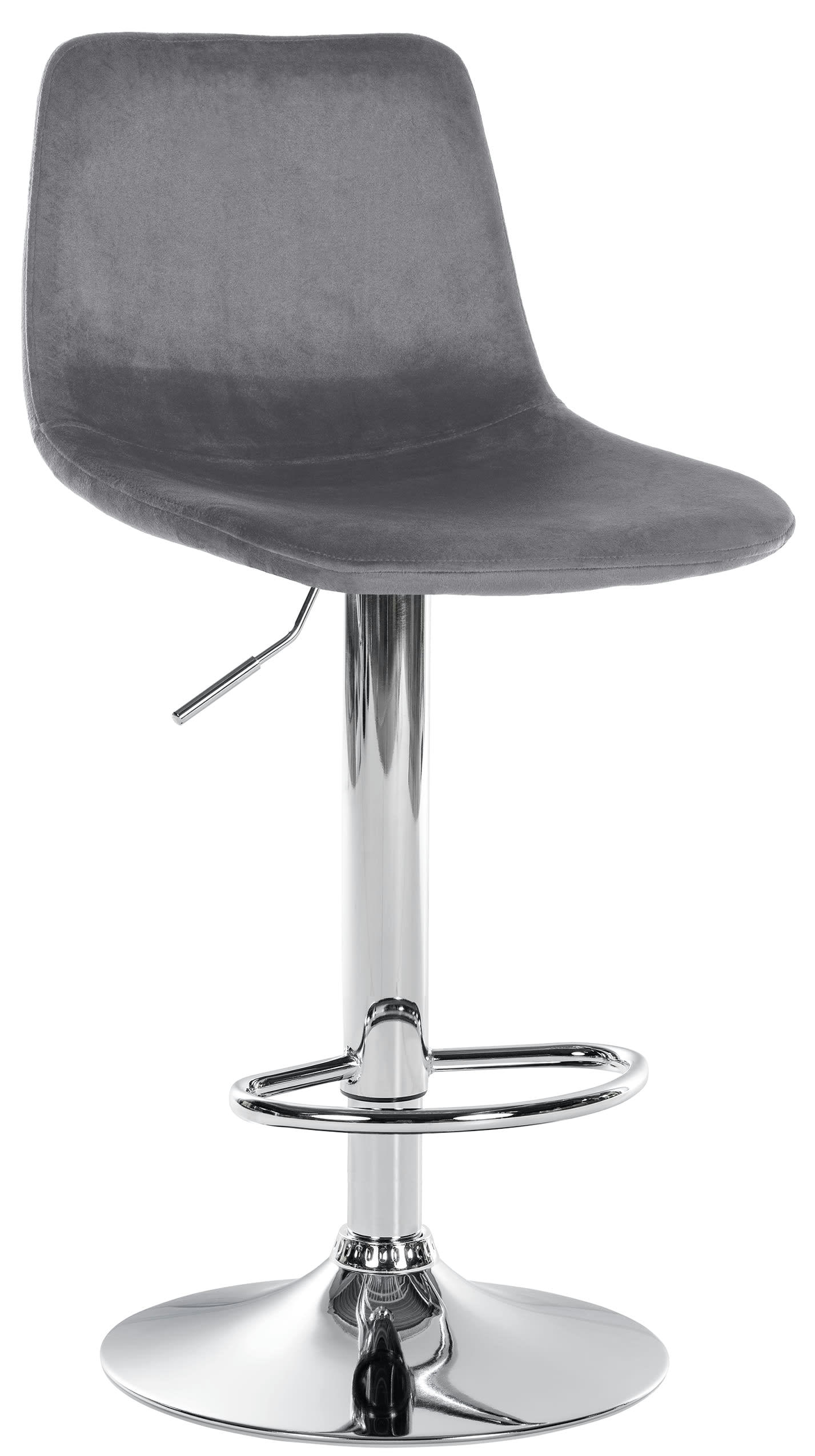 DIVO - Tabouret de bar velours ajustable pivotant velours Gris foncé