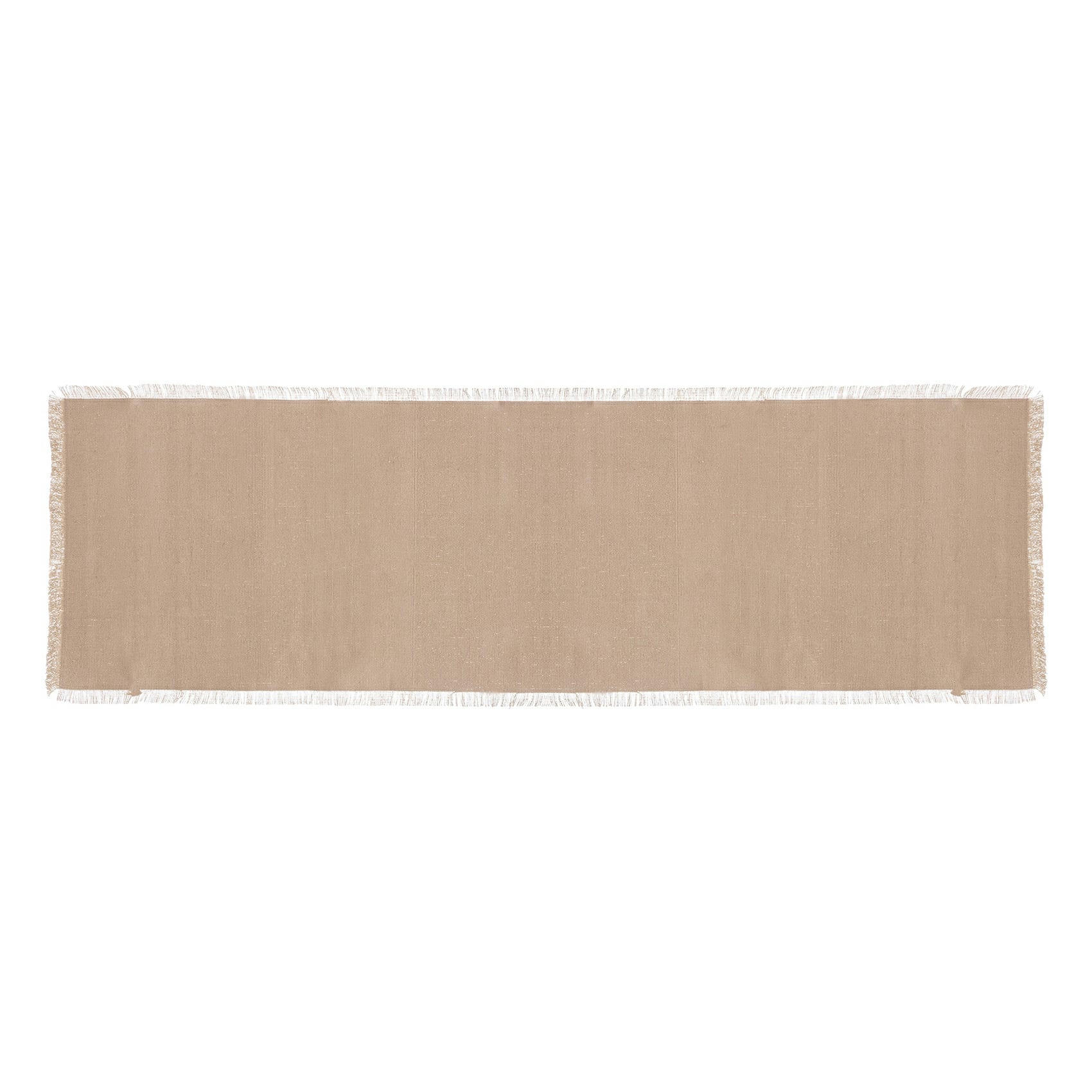 - Chemin de table à franges coton beige 38x140 cm