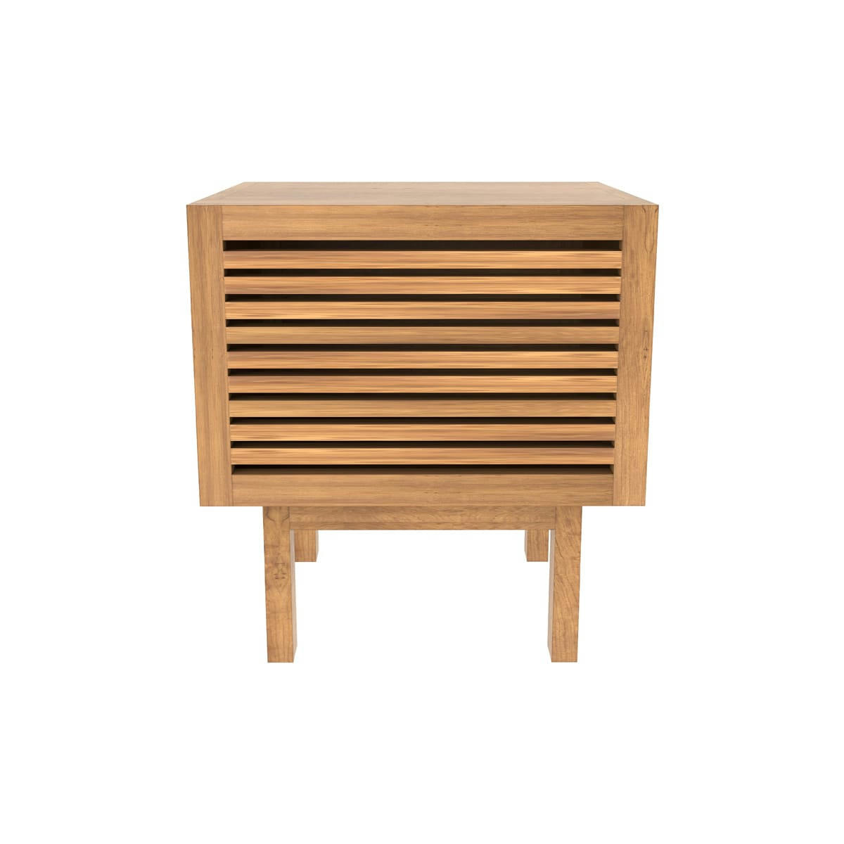 BORMES - Table de chevet en bois de teck, 1 porte