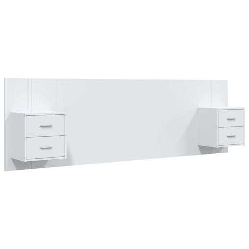 NNEVL Bed Headboard with Cabinets White Engineered Wood