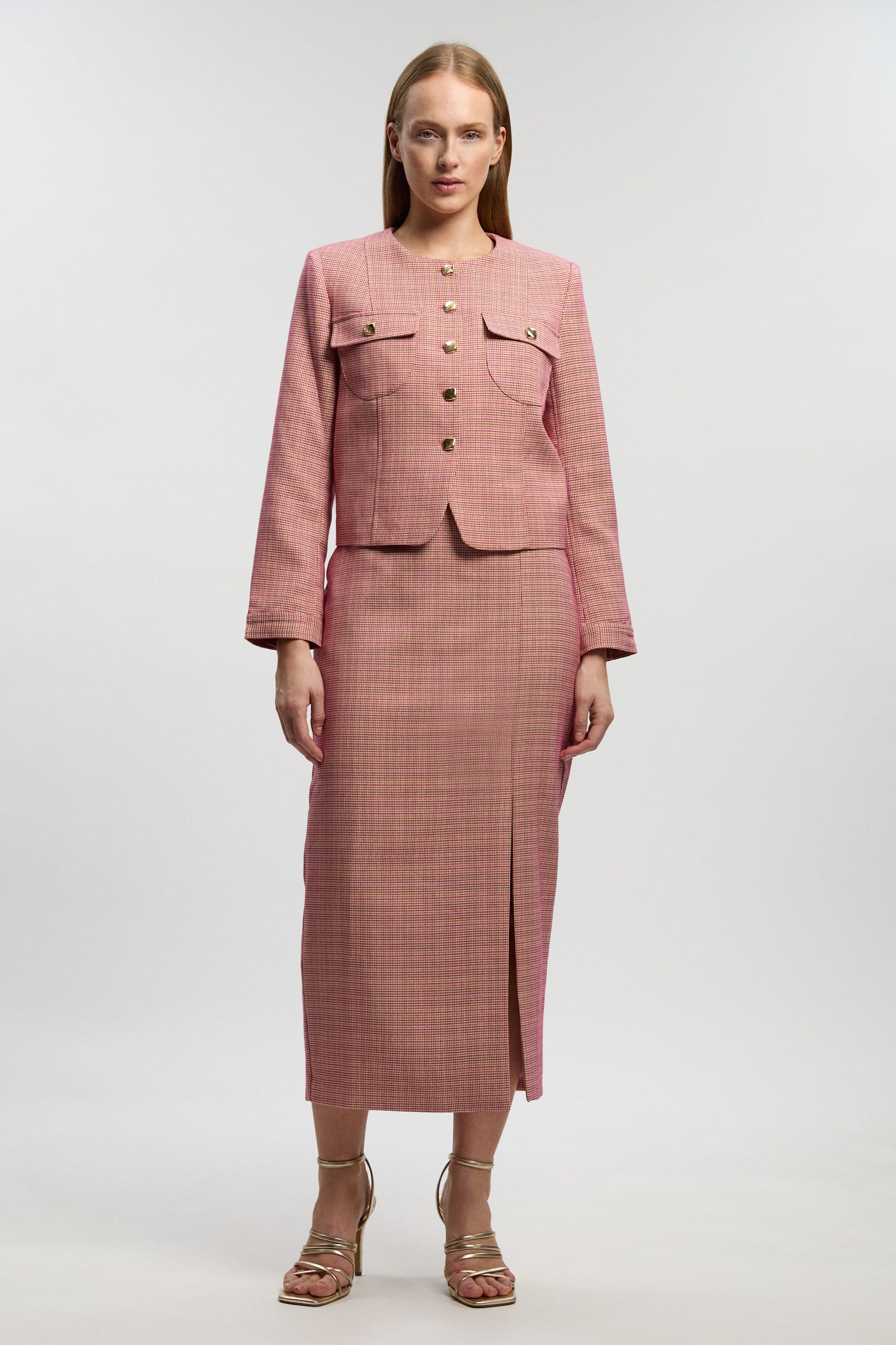 KarenMillen Petite Tailored Check Cropped Jacket
