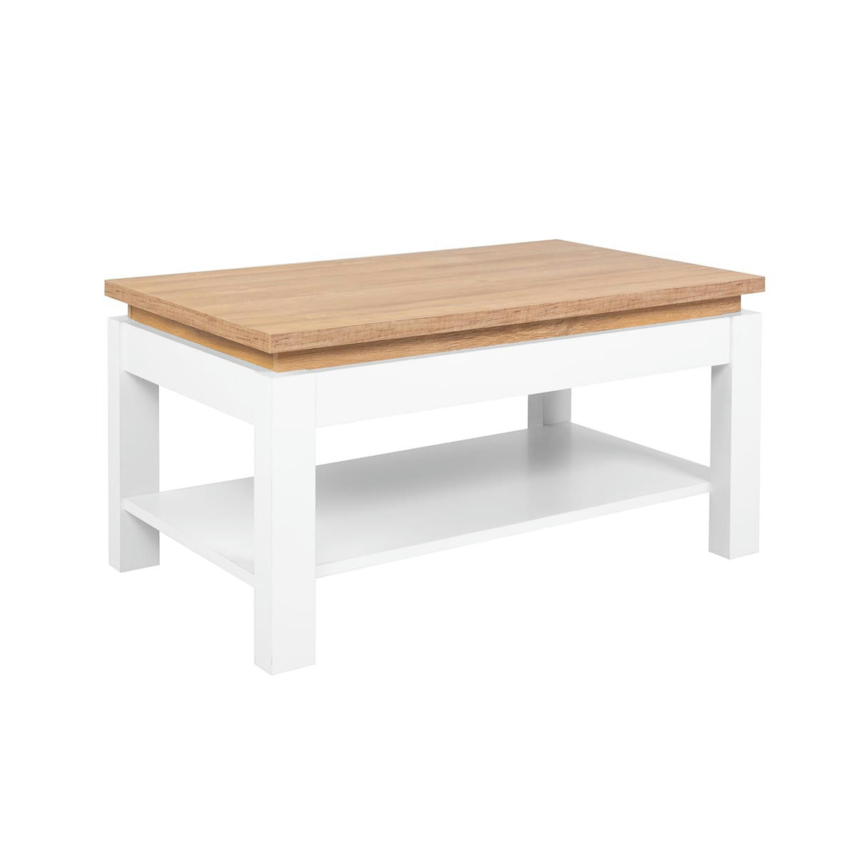 - Table basse mdf et stratifiés blanc et naturel