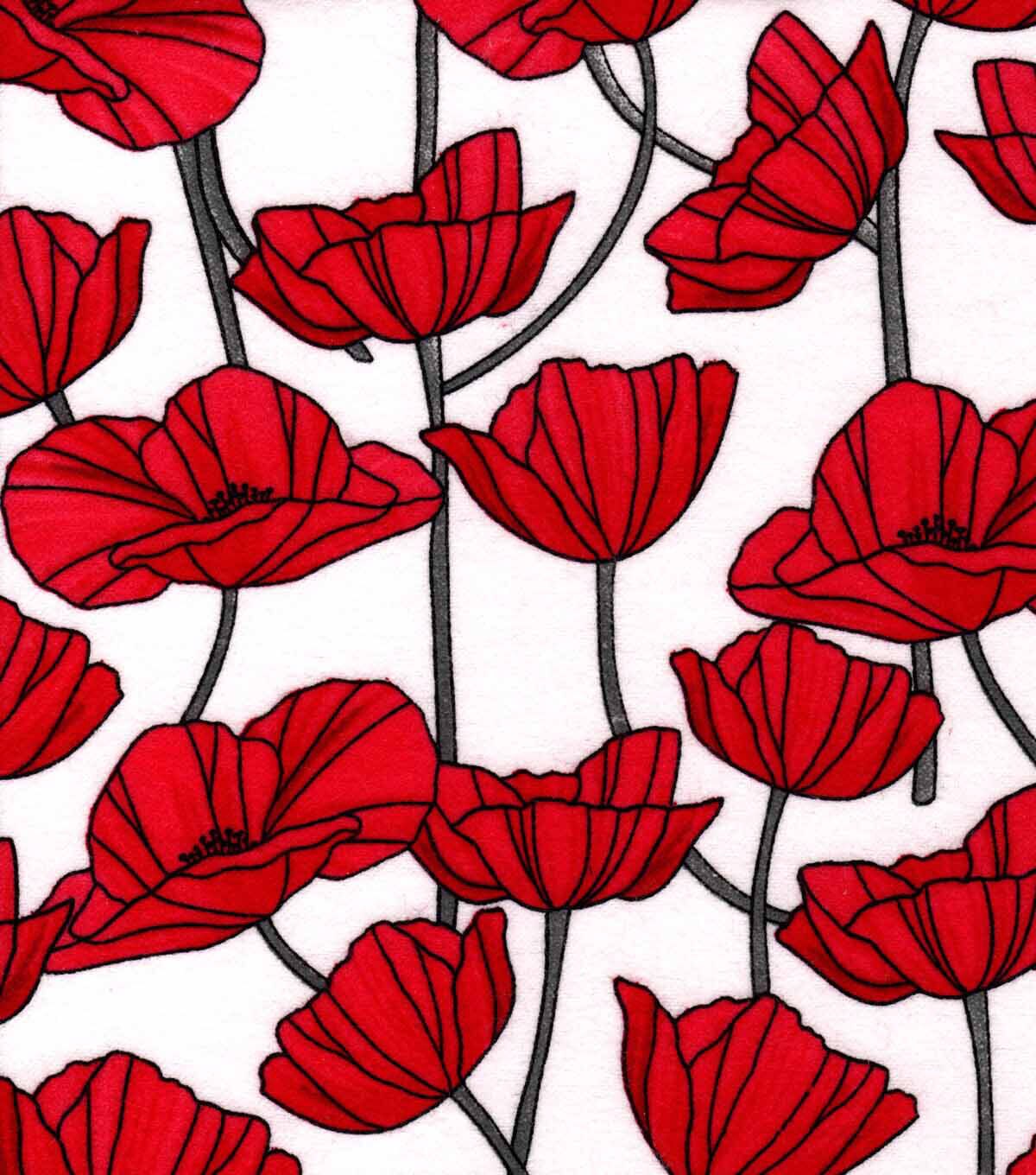Super Snuggle Flannel Fabric Poppies