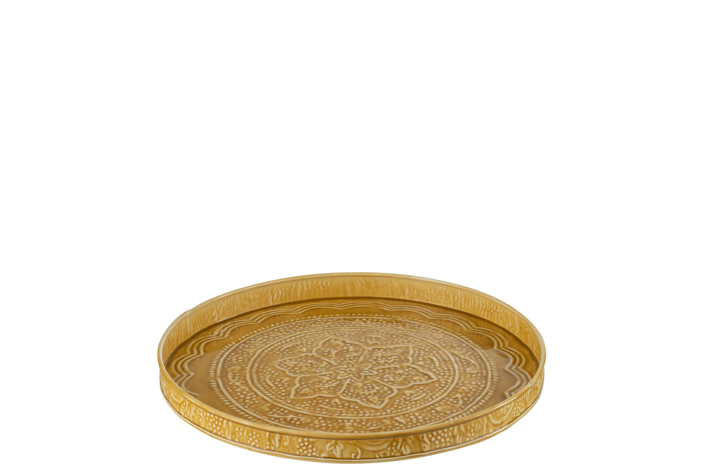 J-Line plateau Rond Klassiek - ijzer - oker - small