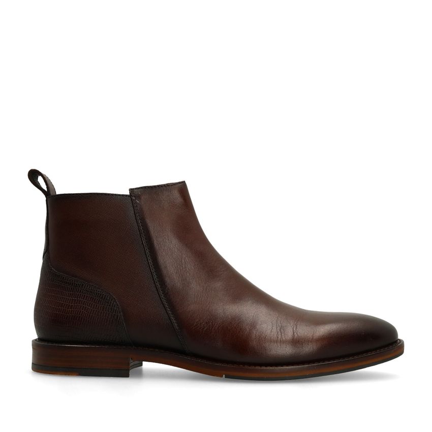 Manfield Bruine leren Chelsea boots