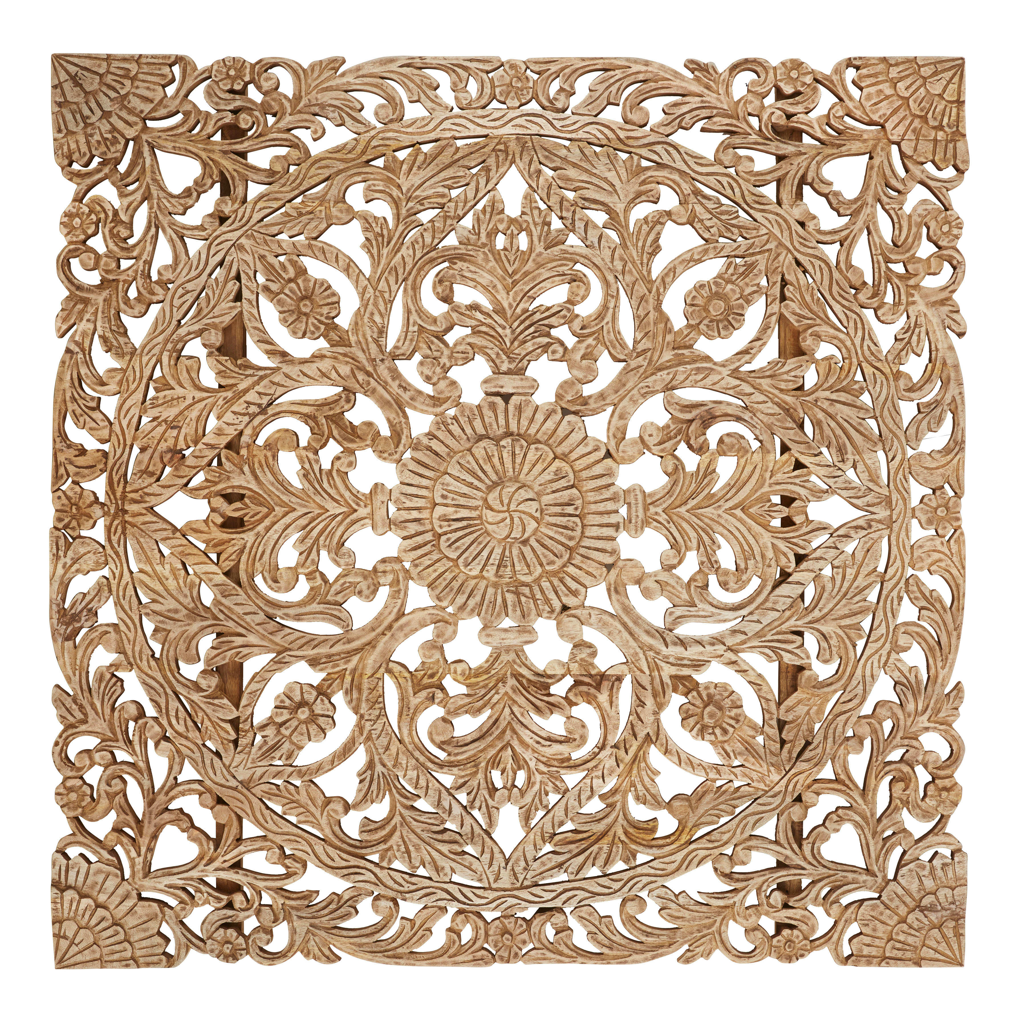 ARIA - Déco murale arabesques en bois de manguier 121x121