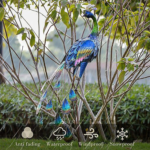 Ornements de Jardin d'extérieur pour Cadeaux de Jardin, Grande Statue de Paon sur Pied